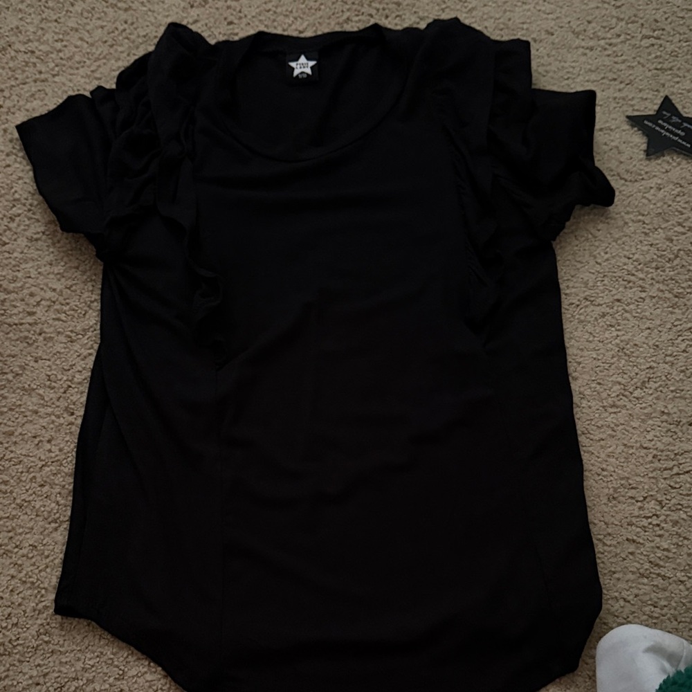 Pixie Lane Black Ruffled Girls Top